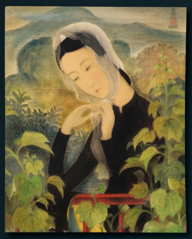 bức của danh họa Lê Phổ là Thiếu nữ choàng khăn
